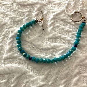 Aqua crystals and sterling bracelet